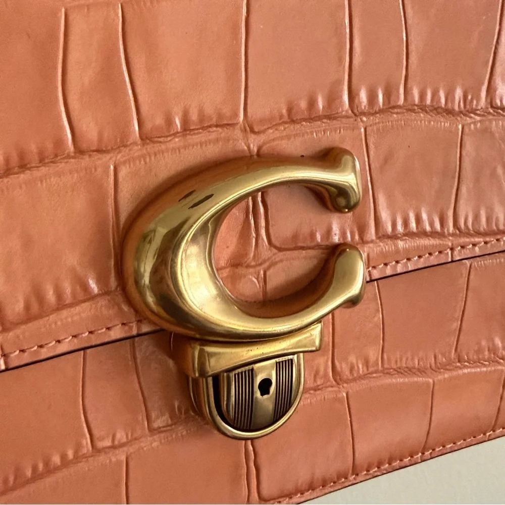 Coach Studio Shoulder Bag in Coral with Brass Hardware